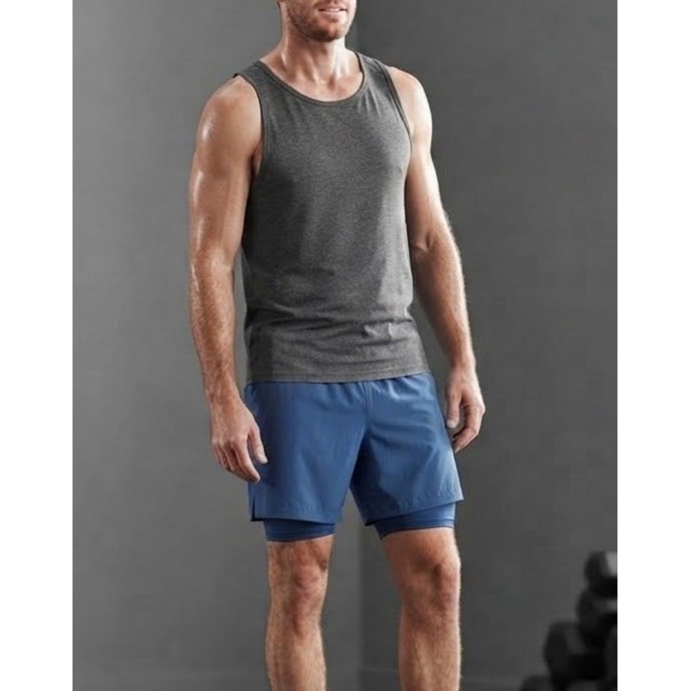 Skora Gym Shorts Mens Sz S Lined Qwick-Dry Blue 6" Ins Running Athletic Workout